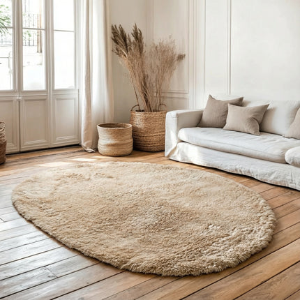 Hochflorteppich Beige/Weiß Nesto