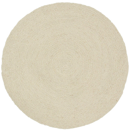 Rond wollen vloerkleed labyrint beige/ivoor gemeleerd
