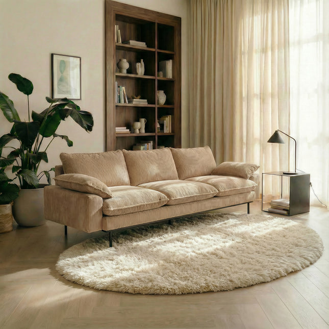 Hochflorteppich Beige/Weiß Nesto