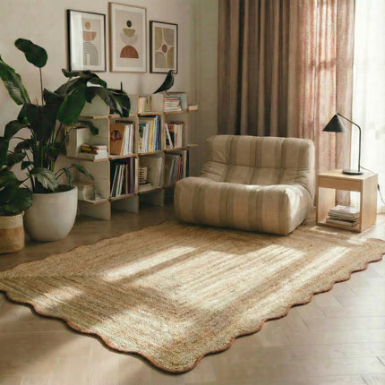 Jute-Teppich, Muschel-Waffelstruktur, Natur/Rost