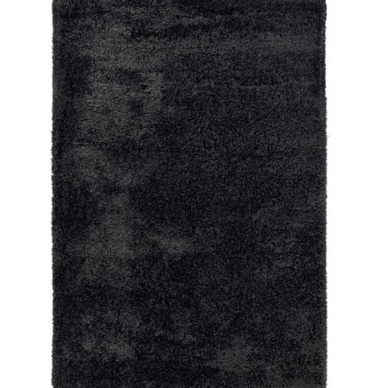 Hochflor Teppich Anthrazit/Schwarz Laub Shaggy
