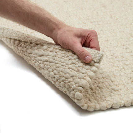Wollen vloerkleed Beige Gemeleerd Pebble
