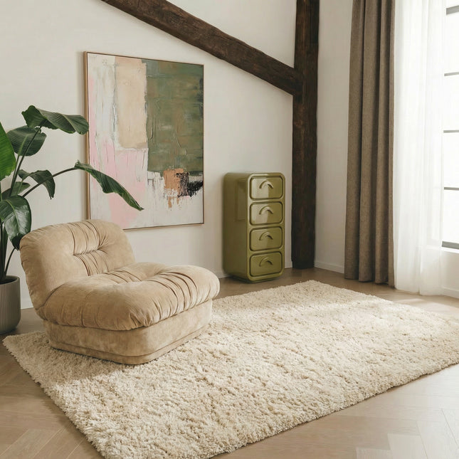 Hochflorteppich weiß/elfenbein Teddy