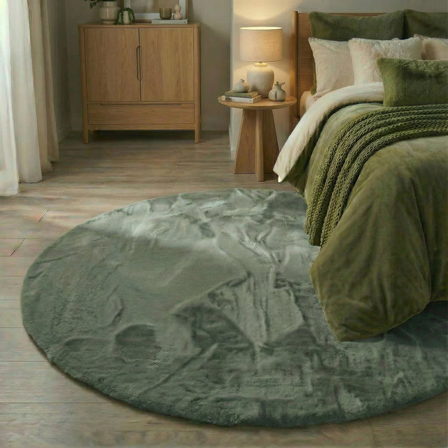 Runder Hochflorteppich Extra Soft Fluffy - Grün