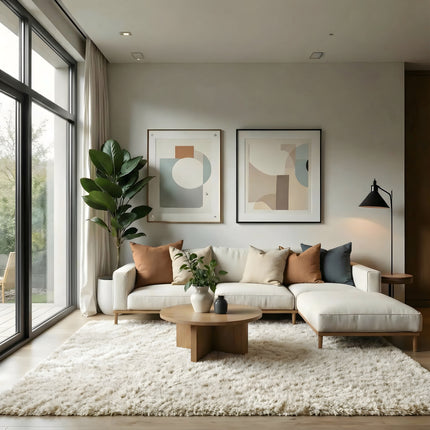 Hochflorteppich Beige/Weiß Nesto