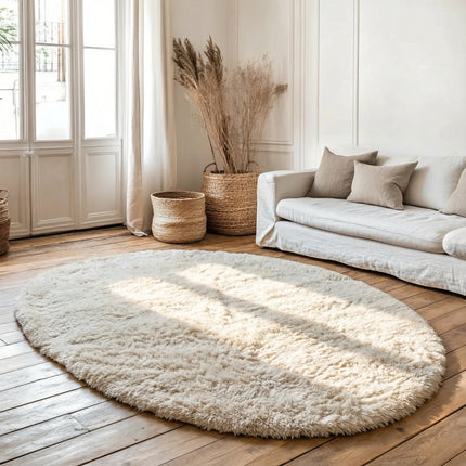 Hochflorteppich Beige/Weiß Nesto