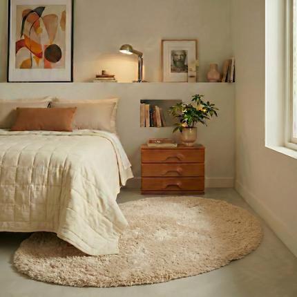 Hochflorteppich Beige/Weiß Nesto