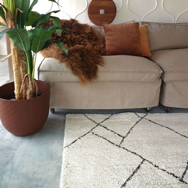 Berber Teppich Linien Beige/Braun/Creme