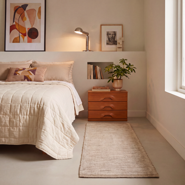 Wollen Loper vloerkleed Taupe Mave